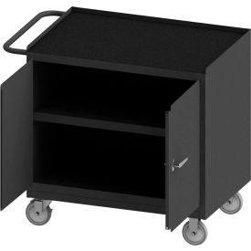 Durham Mfg. Mobile Bench Cabinet 2 Doors Rubber Mat Top 42-1/8
