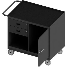 Durham Mfg. Mobile Bench Workstation Locking Doors 2 Drawers 42-1/8