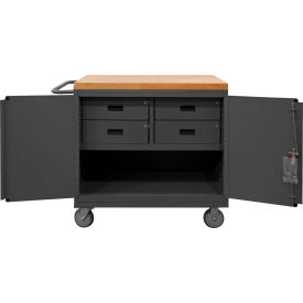 Durham Mfg.® Mobile Bench Cabinet with Maple Top 1 Shelf 4 Drawers 42-1/8