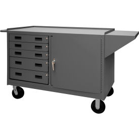 Durham Mfg. Mobile Bench Cabinet 1 Shelf 5 Drawers 60
