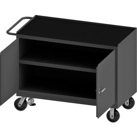 Durham Mfg.® Mobile Bench Cabinet with Rubber Mat Top 2 Shelves 54-1/8