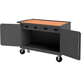 Durham Mfg.® Mobile Bench Cabinet w/ Hardboard Top 1 Shelf 2 Drawers 54-1/8