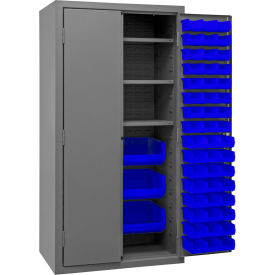 Durham Mfg.® Bin Storage Cabinet 102 Blue Bins All-Welded 36