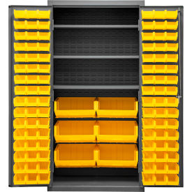 Durham Mfg.® Bin Storage Cabinet 102 Yellow Bins All-Welded 36