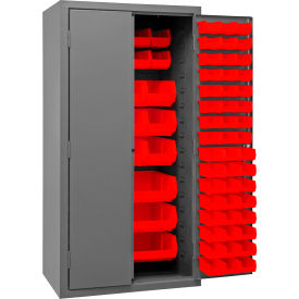 Durham Mfg.® Bin Storage Cabinet 126 Red Bins All-Welded 36