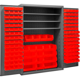 Durham Mfg.® Bin Storage Cabinet 138 Red Bins All-Welded 48