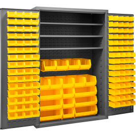 Durham Mfg.® Bin Storage Cabinet 138 Yellow Bins All-Welded 48
