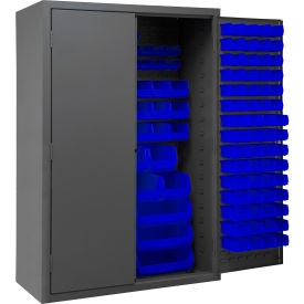 Durham Mfg.® Bin Storage Cabinet 186 Blue Bins All-Welded 48