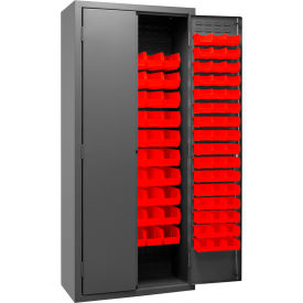 Durham Mfg.® Bin Storage Cabinet 156 Red Bins All-Welded 36