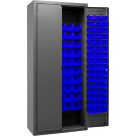Durham Mfg.® Bin Storage Cabinet 156 Blue Bins All-Welded 36