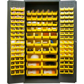 Durham Storage Bin Cabinet 3500-138B-95 - 138 Yellow Hook-On Bins 36