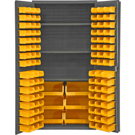 Durham Storage Bin Cabinet 501-BDLP-102-3S-95 - 102 Yellow Hook-On Bins3 Shelves 36