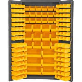 Durham Storage Bin Cabinet 3501-BDLP-132-95 - 132 Yellow Hook-on Bins 36
