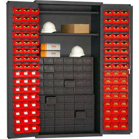 Durham Small Parts Storage Cabinet 3501-DLP-60DR11-96-2S1795 - 60 Drawers 96 Red Bins 2 Shelves 3501-DLP-60DR11-96-2S1795