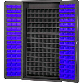 Durham Small Parts Storage Cabinet 3501-DLP-72/40B-96-5295 - w/112 Steel Compartments 96 Blue Bins 3501-DLP-72/40B-96-5295