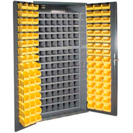 Durham Small Parts Storage Cabinet 3501-DLP-72/40B-96-95 - w/112 Steel Compartments 96 Hook On Bins 3501-DLP-72/40B-96-95