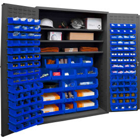 Durham Storage Bin Cabinet 3502-138-3S-5295 - 138 Blue Hook-On Bins 3 Adj. Shelves 48