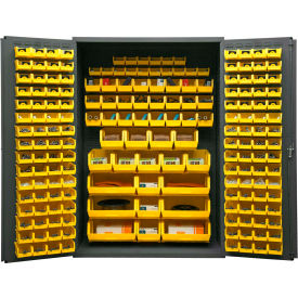 Durham Storage Bin Cabinet 3502-186-95 - 186 Yellow Hook-On Bins 48