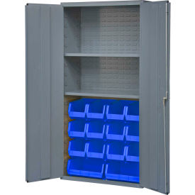Durham Storage Bin Cabinet 3602-BLP-14-2S-5295 - 14 Blue Hook-On Bins 2 Adj. Shelves 36
