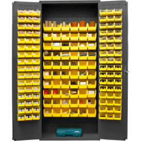 Durham Storage Bin Cabinet 3603-156B-95 - 156 Yellow Hook-On Bins 36