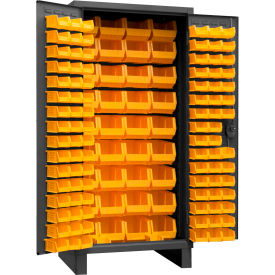 Durham Storage Bin Cabinet 3702-132-95 - 132 Yellow Hook-On Bins 36