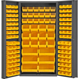 Durham Storage Bin Cabinet DC-BDLP-132-95 - 132 Yellow Hook-on Bins Deep Door 36