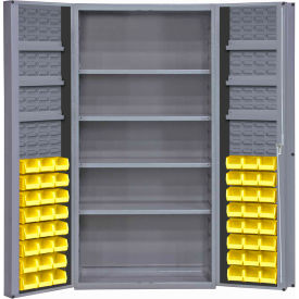 Durham Mfg.® Storage Bin Cabinet 48 Yellow Hook-On Bins 4 Adj. Shelves 36
