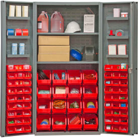 Durham Storage Bin Cabinet DC36-642S6DS-1795 - 64 Red Hook-On Bins 2 Adj. Shelves 36