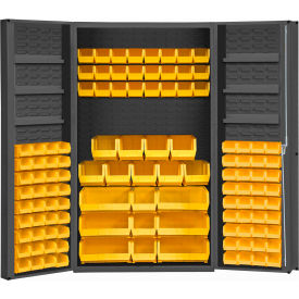 Durham Storage Bin Cabinet DC48-114-6DS-95 - 114 Yellow Hook-On Bins 48