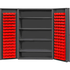 Durham Storage Bin Cabinet DC48-128-4S-1795 - 128 Red Hook-On Bins 4 Adj. Shelves 48