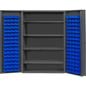Durham Storage Bin Cabinet DC48-128-4S-5295 - 128 Blue Hook-On Bins 4 Adj. Shelves 48