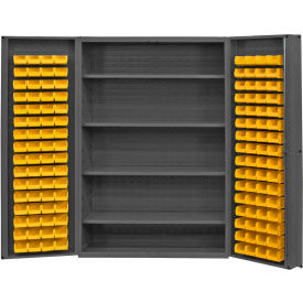 Durham Storage Bin Cabinet DC48-128-4S-95 - 128 Yellow Hook-on Bins 4 Shelves 48