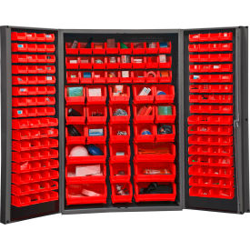 Durham Mfg.® HD Bin Storage Cabinet 176 Red Bins All-Welded 48-1/8