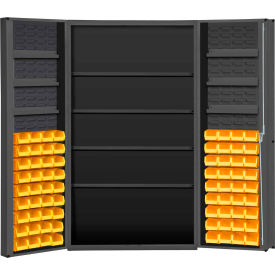 Durham Storage Bin Cabinet DC48-724S6DS-95 - 72 Yellow Hook-On Bins 4 Adj. Shelves 48