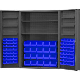 Durham Storage Bin Cabinet DC48-842S6DS-5295 - 84 Blue Hook-On Bins 2 Adj. Shelves 48