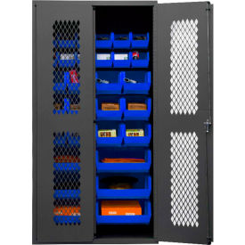 Durham Expanded Metal Door Bin Cabinet EMDC-362472-30B-5295 - 30 Blue Bins 36