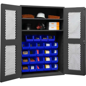 Durham Expanded Metal Door Bin Cabinet EMDC-481872-24B-2S-5295 - 24 Blue Bins 48
