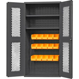 Durham Expanded Metal Door Bin Cabinet EMDC36182S15B95 - 15 Bins 2 Shelves 36