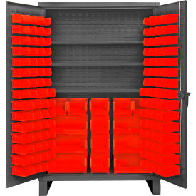 Durham Mfg.® Extra HD Bin Storage Cabinet 134 Red Bins All-Welded48-3/16