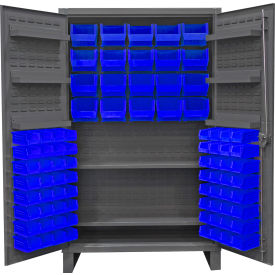 Durham Mfg.® Extra HD Bin Storage Cabinet 84 Blue Bins All-Welded48-3/16
