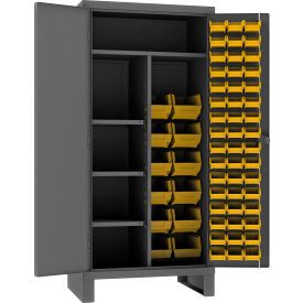 Durham Mfg.® Bin Storage Cabinet 60 Yellow Bins All-Welded 36-3/16