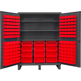 Durham Mfg.® Bin Storage Cabinet 156 Yellow Bins All-Welded 48-3/16