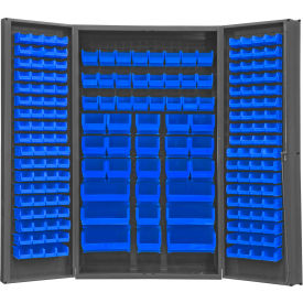 Durham Storage Bin Cabinet SJC-BDLP-192-5295 - 192 Blue Hook-On Bins 48