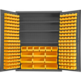 Durham Storage Bin Cabinet SSC-185-3S-NL-95 - 185 Yellow Hook-On Bins 3 Adj. Shelves 60