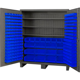 Durham Mfg.® HD Bin Storage Cabinet 216 Blue Bins All-Welded 72-1/8