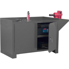 Durham Mfg. Cabinet Workbench Vice Shelf 2 Locking Doors 60-1/8
