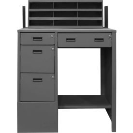 Durham Mfg. Pedestal Shop Desk 4 Drawers Shelf 39