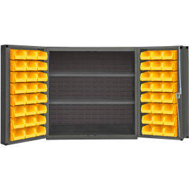 Durham Storage Bin Cabinet DC-243636-48-2S-95 - 48 Yellow Hook-On Bins - 36