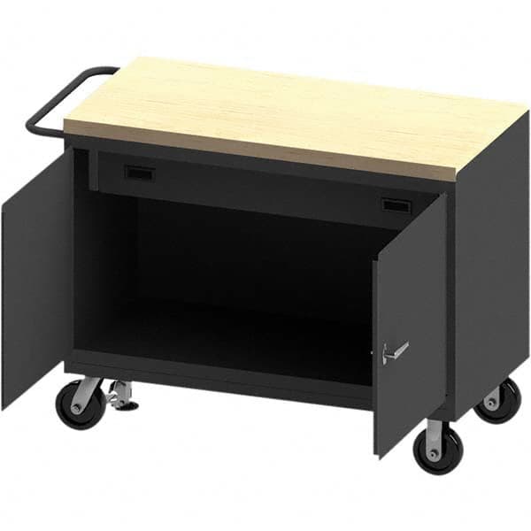 Mobile Work Benches, Bench Type: Cabinet Bench , Leg Style: Fixed , Height (Inch): 37-3/4 , Color: Gray , Top Material: Maple Wood  MPN:3413-MT-FL-95