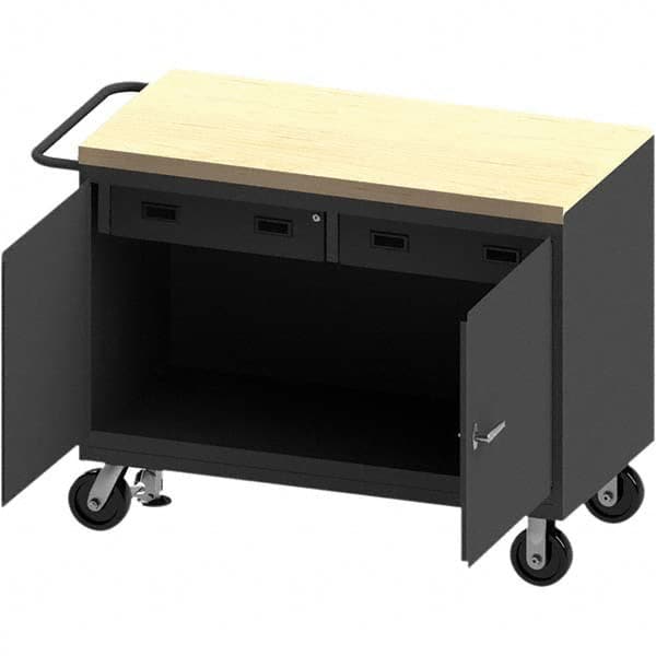 Mobile Work Benches, Bench Type: Cabinet Bench , Leg Style: Fixed , Height (Inch): 37-3/4 , Color: Gray , Top Material: Maple Wood  MPN:3415-MT-FL-95